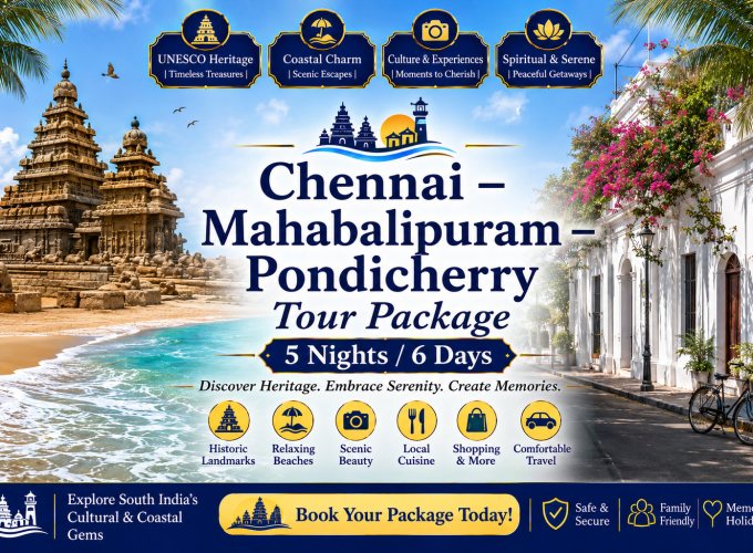 Chennai – Mahabalipuram – Pondicherry Tour Package (5 Nights / 6 Days)