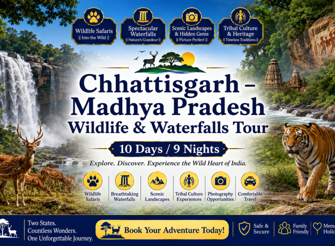 Chhattisgarh – Madhya Pradesh Wildlife & Waterfalls Tour – 10 Days / 9 Nights