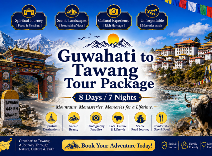 Guwahati to Tawang Tour Package | 8 Days / 7 Nights