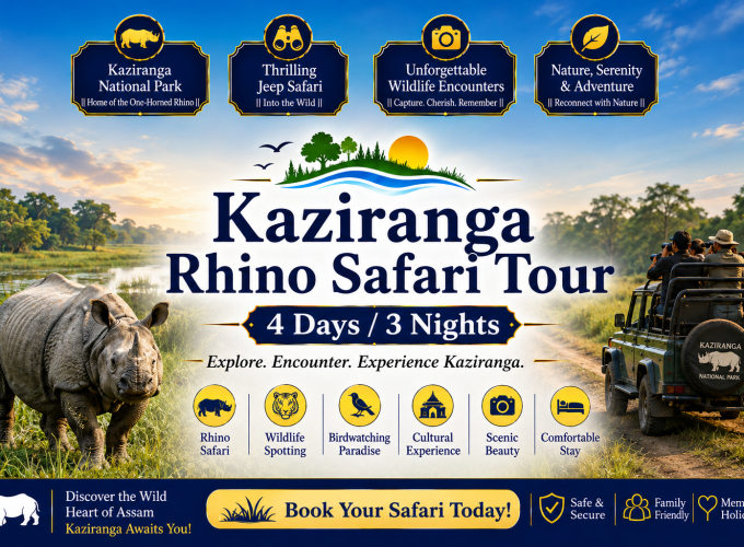 Kaziranga Rhino Safari Tour – 4 Days / 3 Nights