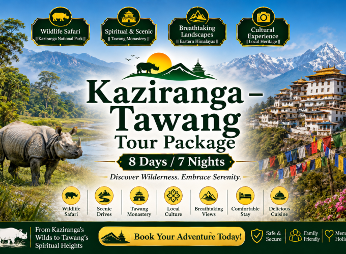 Kaziranga – Tawang Tour Package | 8 Days / 7 Nights