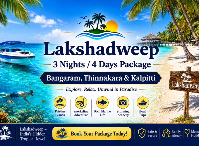 Lakshadweep 3 Nights / 4 Days Package – Bangaram, Thinnakara & Kalpitti