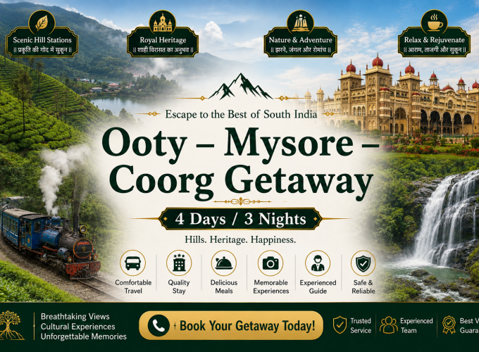 Ooty – Mysore – Coorg Getaway | 4 Days / 3 Nights