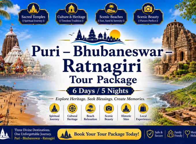 Puri – Bhubaneswar – Ratnagiri Tour Package | 6 Days / 5 Nights