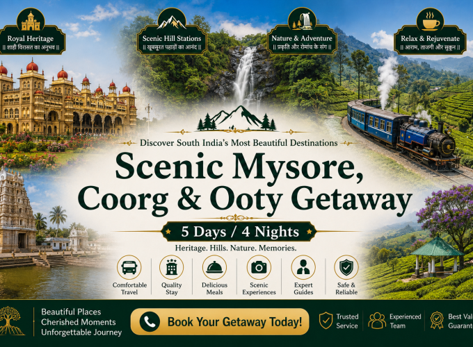 Scenic Mysore, Coorg & Ooty Getaway – 5 Days / 4 Nights